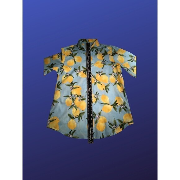 UNBRANDED 100% Cotton Long Sleeve Shirt Blouse, LEMON/FLORAL, Size XL, NWOT - Picture 6 of 8